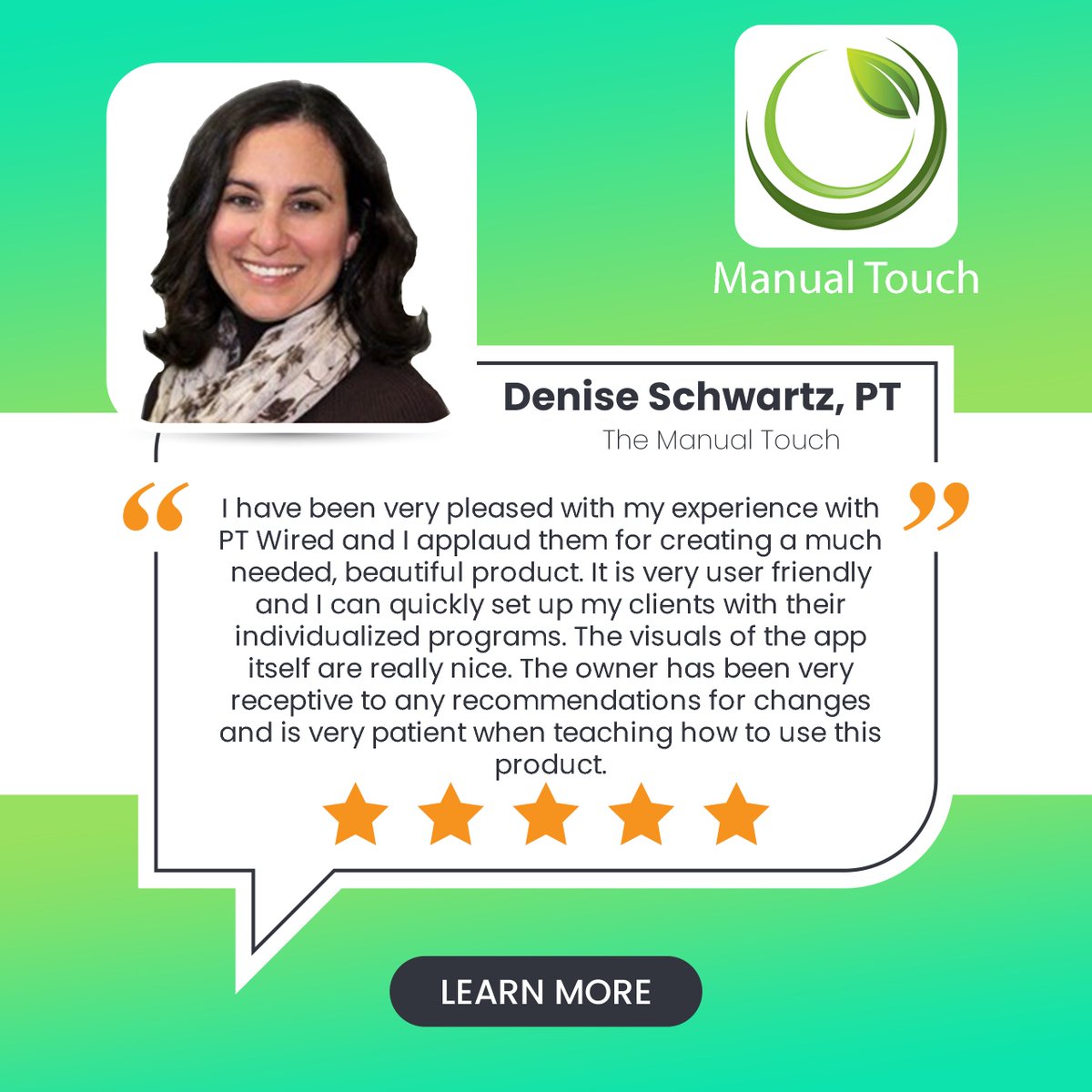 PTwiredapp's tweet photo. As we strive to continue improving our platform's current &amp; future features, we have been very blessed with awesome clients who have been with us all the way! Thanks, Denise — @TheManualTouch 
#physicaltherapy #HEP #RTM #patientengagement https://t.co/WbgHA6Wdl9