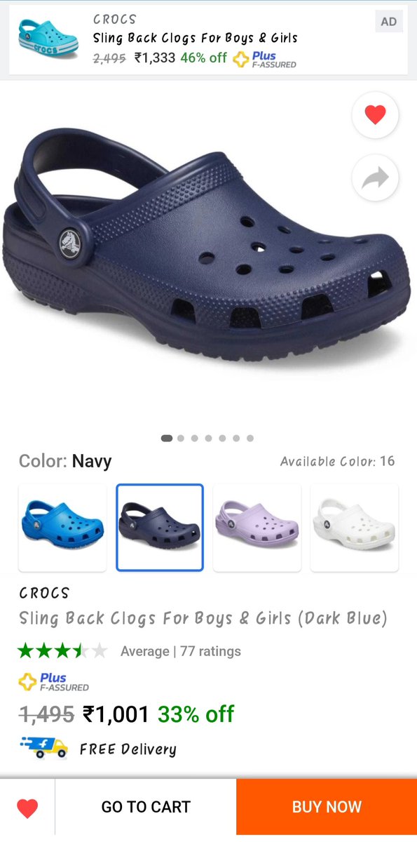 The_Mickey_'s tweet photo. @Flipkart  what is this behavior ? U dont have any control on your sellers. They mislead the customer . They show the size of crocs as 6,7,8,9,10 and send the size as c6,c7,c8,c9 and customer support tell us that they are from kid sections.  https://t.co/cI0wQmTlVV (1/2) https://t.co/ZcrntFWEEa