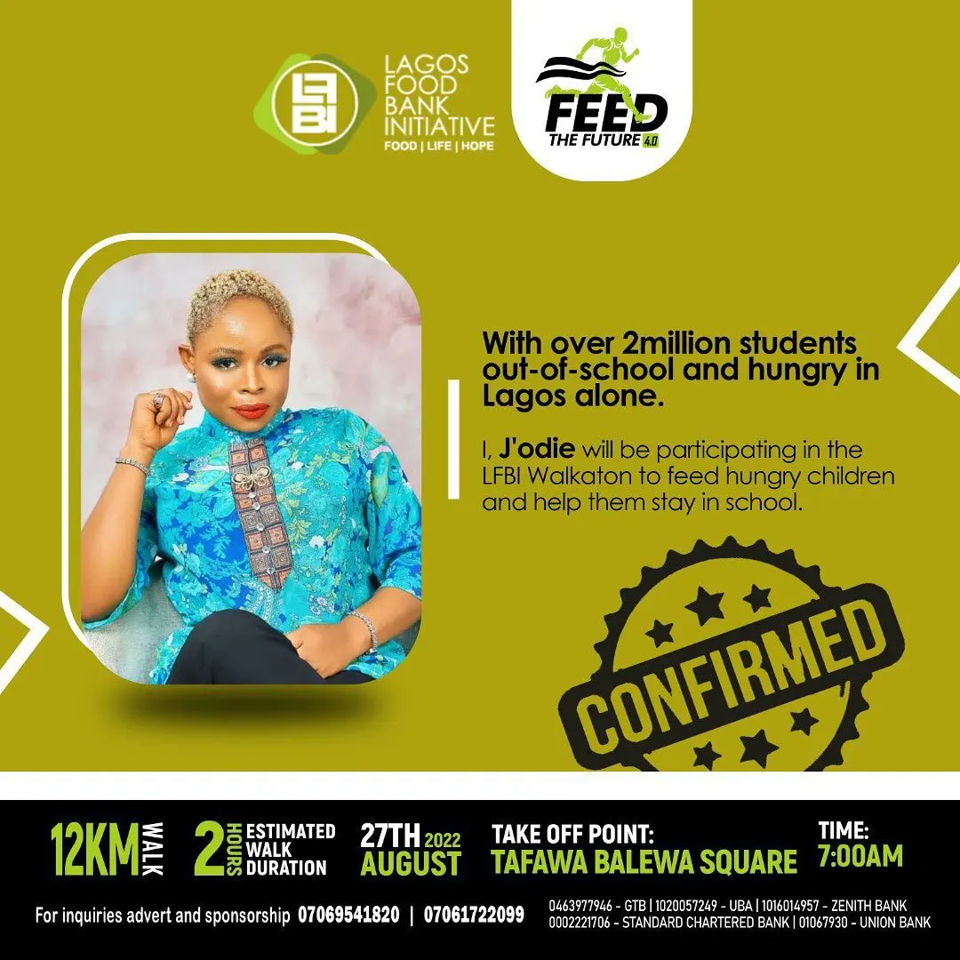 refinedng's tweet photo. Join the Lagos Food Bank @lagosfoodbank Hunger awareness Walkathon 2022
Be the first to see our latest articles by subscribing to our newsletter at
https://t.co/1xjiwJ35O5
#refinedng #foodbank #walkagainsthunger #walkathon2022 https://t.co/2fyM5W9wGy