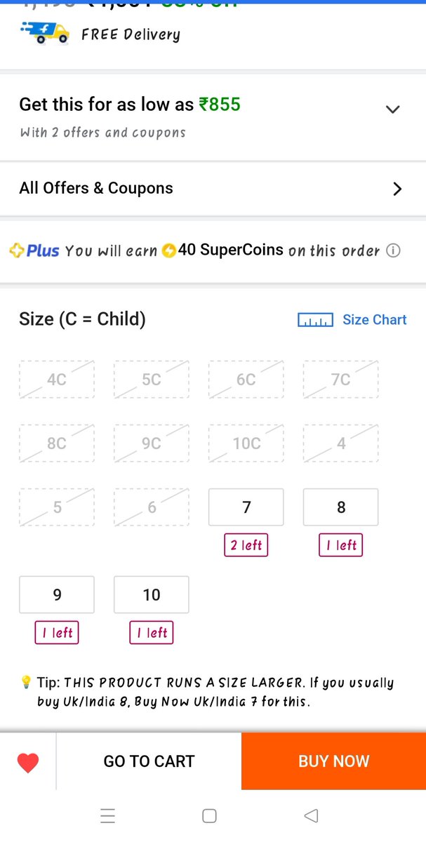 The_Mickey_'s tweet photo. @Flipkart  what is this behavior ? U dont have any control on your sellers. They mislead the customer . They show the size of crocs as 6,7,8,9,10 and send the size as c6,c7,c8,c9 and customer support tell us that they are from kid sections.  https://t.co/cI0wQmTlVV (1/2) https://t.co/ZcrntFWEEa