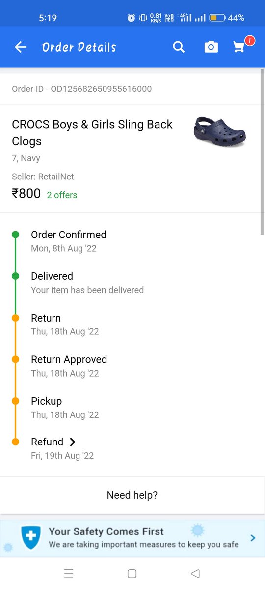 The_Mickey_'s tweet photo. @Flipkart  what is this behavior ? U dont have any control on your sellers. They mislead the customer . They show the size of crocs as 6,7,8,9,10 and send the size as c6,c7,c8,c9 and customer support tell us that they are from kid sections.  https://t.co/cI0wQmTlVV (1/2) https://t.co/ZcrntFWEEa