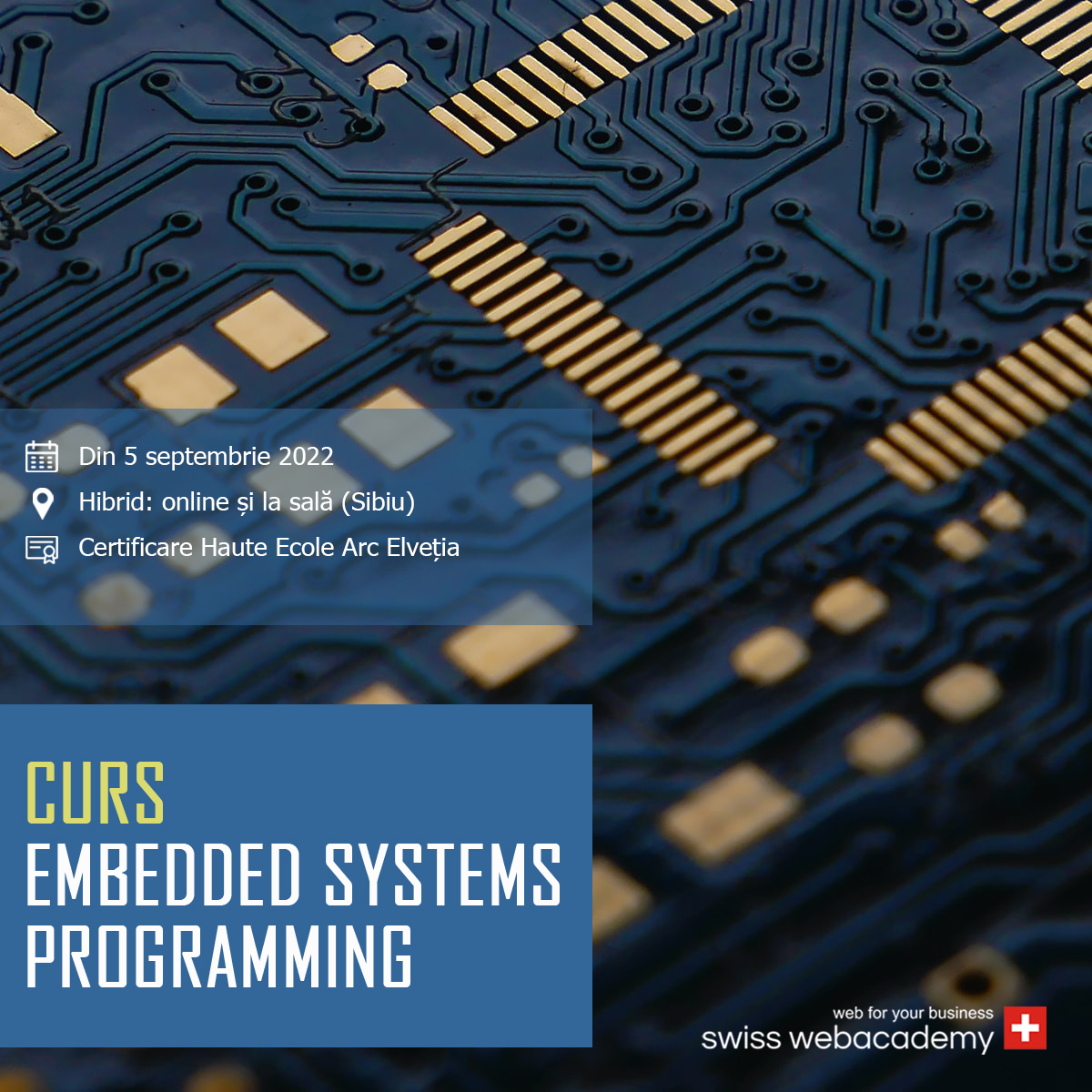 In September, we offer you a new opportunity to become an embedded systems programmer certified by our Swiss partner @hearcingenierie. 
swissacademy.eu/trainings/web-…
#swisswebacademy #trainingcenter #programmingskills #embeddeddeveloper #embeddeddevelopment #romania #sibiu