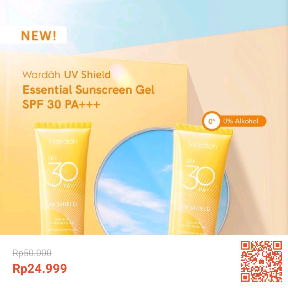 _Hatubi's tweet photo. Temukan Wardah UV Shield Essential Sunscreen Gel SPF 30 PA+++ 40ml dengan potongan 50%! Hanya Rp24.999. Dapatkan segera di Shopee! https://t.co/g1CUpEz2hm #ShopeeID #belanjamurah #viral https://t.co/Vwn7FgX6U7