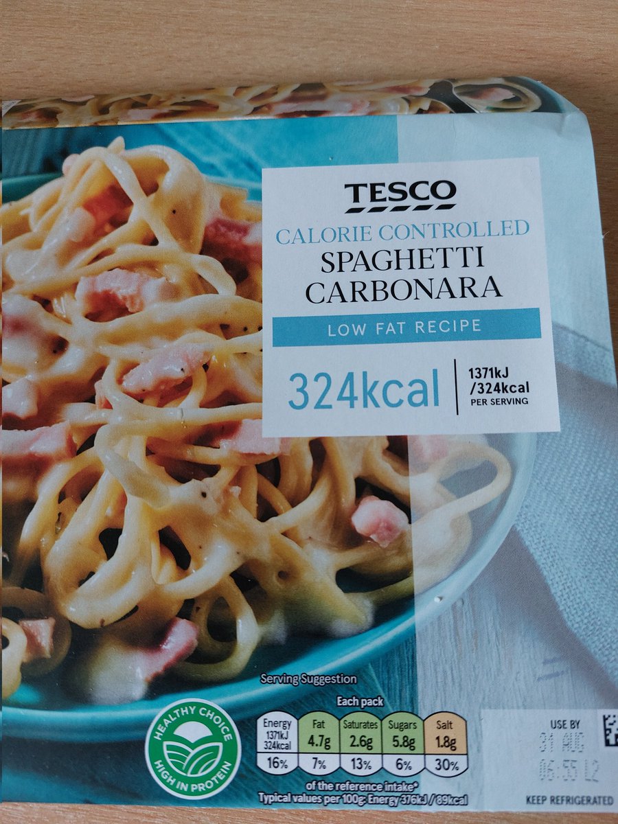 Calorie controlled? More like taste controlled...tastes like watery milk with garlic 🤢 Wouldn't normally eat this as I'm diabetic &amp; was desperate, but try finding a healthy diabetic friendly ready meal in <a href="/Tesco/">Tesco</a> ... or much other diabetic friendly food #diabetes #coulddobetter
