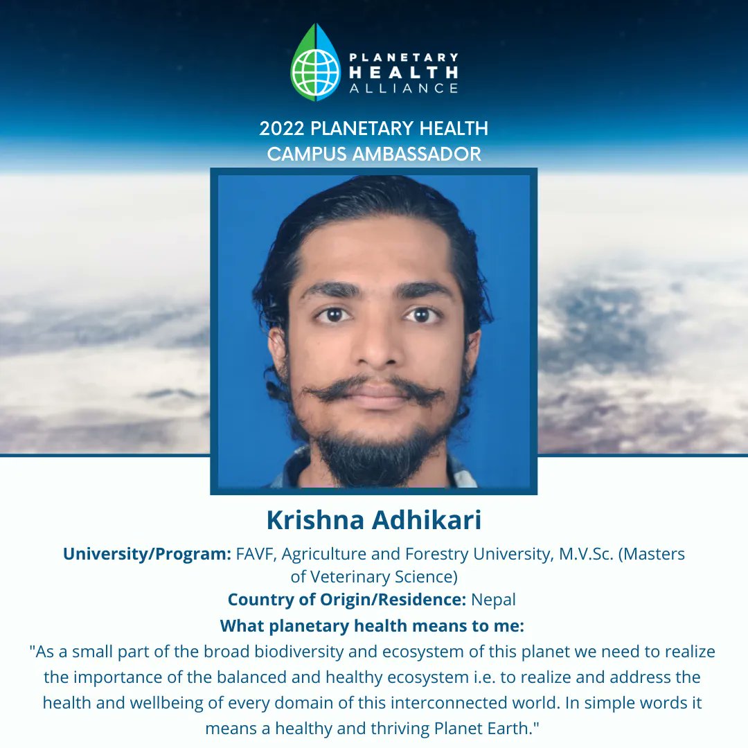 ph_alliance's tweet photo. 🌿 Meet one of our 2022 Planetary Health Campus Ambassadors, Krishna!

✨ Learn more about Krishna and their #planetaryhealth endeavors here ➡️ https://t.co/X1nrc8LWIX

#Student #PlanetaryHealth #YouthVoices #PHCA https://t.co/okcEhFun5h
