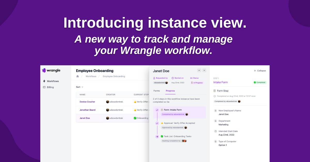 wrangle_io's tweet photo. Say hi to instance view! See all your workflow details in one place, eliminating the need to switch back and forth between Slack and the Wrangle web app. Check it out and let us know what you think. https://t.co/gn0KLOPegJ https://t.co/sCFUS4fqZH