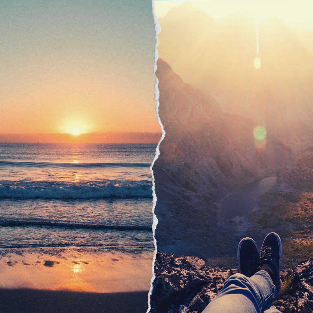 En la playa encontraremos brisas maravillosas, sol brillante y baños de mar increíbles. En las montañas se respira aire puro, se puede disfrutar de la bruma del amanecer, del rocío en los árboles y de un aliento muy puro.

Y tú...¿eres mas de playa o de montaña? 🏖️⛰️
