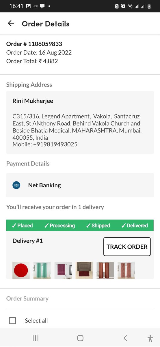 RiniMukherjee's tweet photo. @HomeCentreIndia I have provided the order ID in the pic attached. Received only the doormat from the order. https://t.co/r0RwAhvEcf