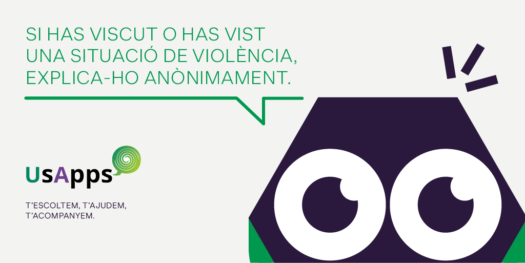 educaciocat's tweet photo. 🗣️ Has viscut o has sigut testimoni d'una situació de #violència a l'escola? #UsApps és una eina molt senzilla, segura i completament confidencial amb la qual pots denunciar qualsevol situació de maltractament.
📲 Guarda-la al teu mòbil: https://t.co/pn9ASbkQTf https://t.co/kdgBfjfQxz