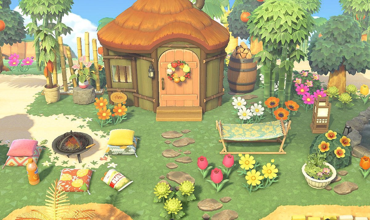 MagicCatGaming's tweet photo. A sunny bungalow for Soleil☀️

Preset is Meadow by @mads43acnh 
Pineapple Stripe: MA-6352-7444-5003
Orange Pineapple: MA-8739-6180-7663
Tropical Argyle: MA-3532-5494-4011
Solid Pink/Yellow: MA-0724-4523-5692

#ACNH #ACNHDesign #acnhtropical #acnhcodes https://t.co/w43nnFyycu