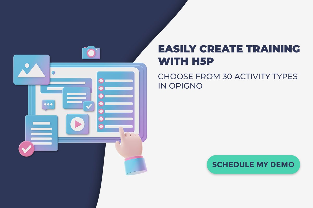 Opigno's tweet image. Easily create #training with #H5P directly inside the Opigno learning platform. Choose from 30 activity types and easily drag and drop content. See for yourself why users ❤️#Opigno