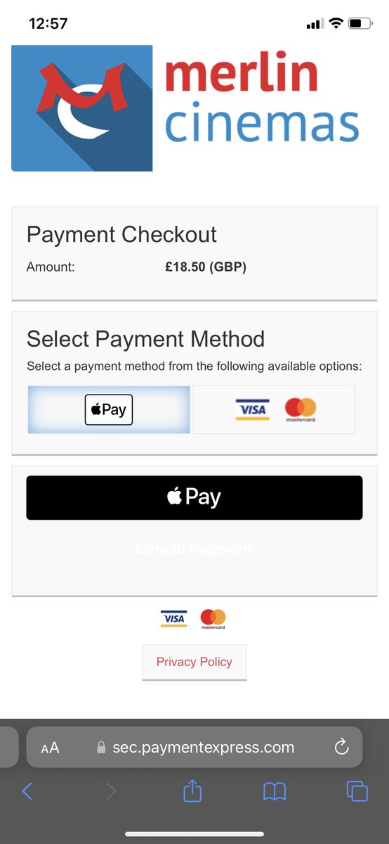 Try and find Cancel Payment🕵🏻‍♀️

That’s a dark pattern if ever I saw one <a href="/MerlinCinemas/">Merlin Cinemas</a> ok because a person could just go back or close the app. But why have the button at all in that case? #accessibility