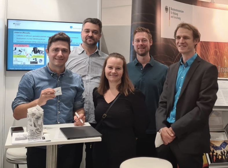 materiald1g1tal's tweet photo. Day 4 of #achema2022. Our colleges from @BAMResearch,@Fraunhofer_IWM, #IWTBremen and @KITKarlsruhe as part of the #MaterialDigital initiative. Visit us at Hall 6.0, A76 (@BMBF_Bund-stand) to get insights about #ontologies and #workflows in #digitalization of #materials. https://t.co/4RWVzQ3qGW