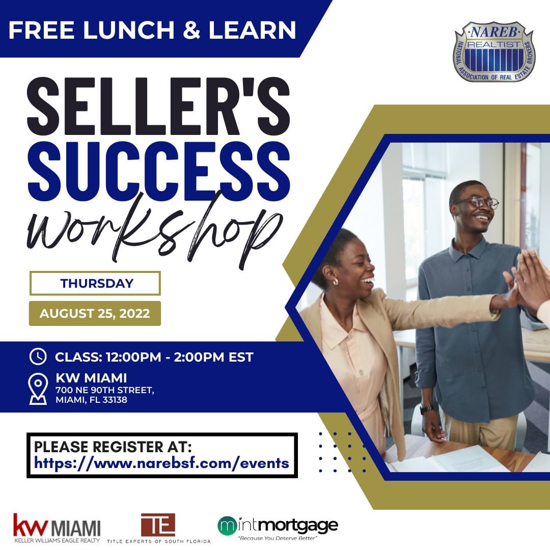 AFordeRealtor's tweet photo. Want to take more listings in a shifting market?⁠
⁠
Join us at the Seller's Success Workshop⁠
August 25, 2022
12:00 p.m. to 2:00 p.m.
⁠
Register for this event at https://t.co/VmoDM68aZM
⁠
#NAREB #Training #Shift #MarketMaker #Seller #Listings #MiamiRealtor #Realtist https://t.co/i1xrRyjOw8