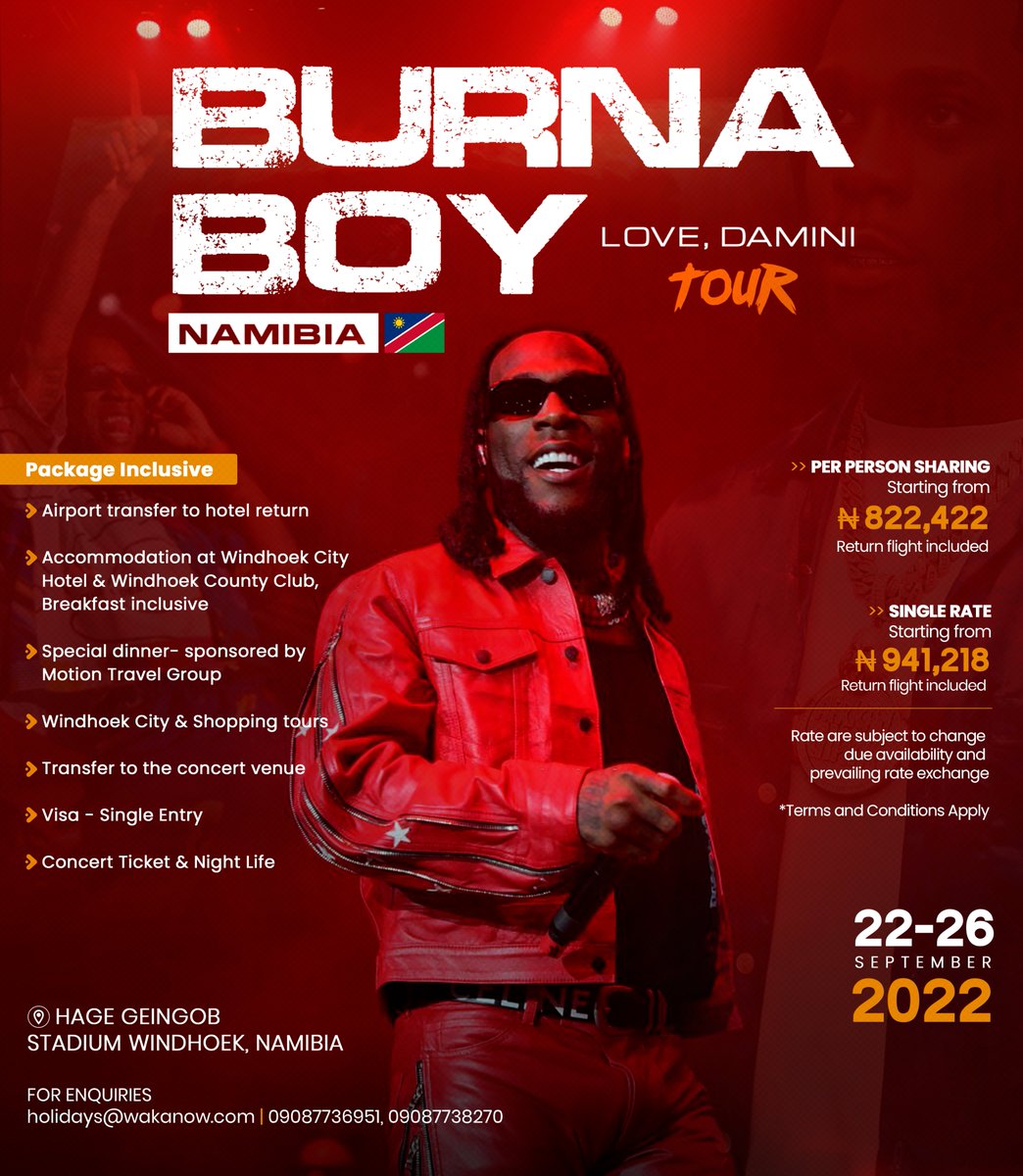 Wakanow on twitter would you like to go on a burna boy tour while