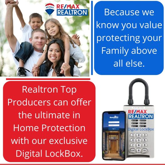 ReMaxRealtron's tweet image. Contact your local @ReMaxRealtron Top Producer and ask them for the details about our Exclusive #DigitalLockBox to protect your Family &amp;amp; Home! We go #beyondabove when it comes to YOUR Safety!