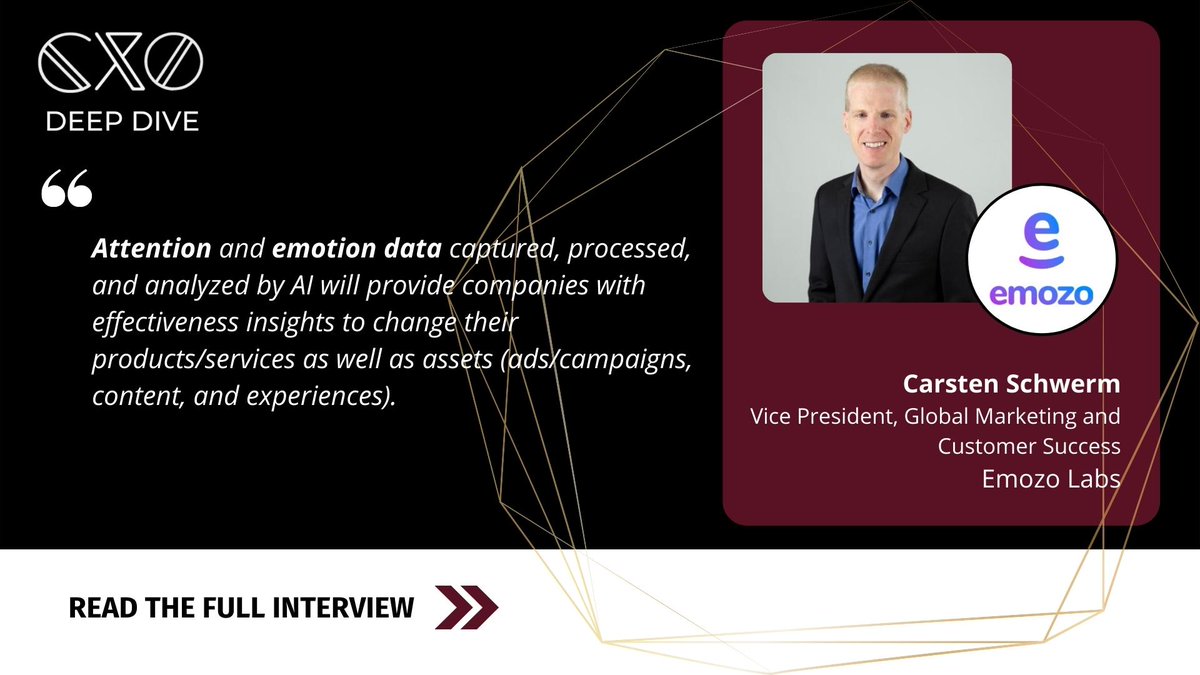 CXOInnovation's tweet photo. We're glad to have Carsten Schwerm from @EmozoLabs sharing his insight about Customer Experience in our #cxodeepdive interview.
Read the full interview here: https://t.co/g4CTJx78iV
#CXO #cxoinnovation #CCXO #customerexperience #EmozoLabs https://t.co/NNoLayuNAD https://t.co/0QI6vZRyDY