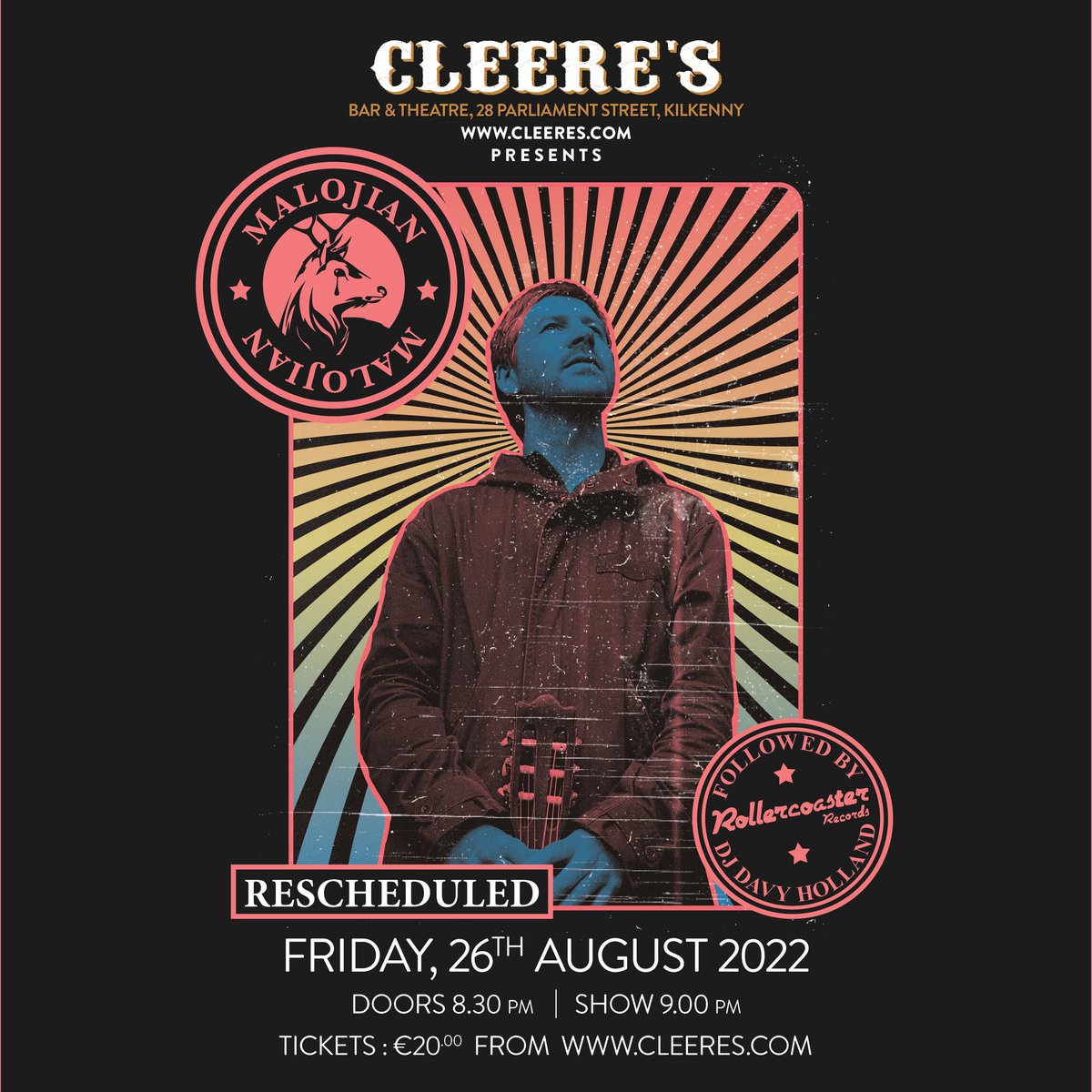 In Bloom Agency (@agencyinbloom) on Twitter photo . @Malojian & band play <a href="/Cleereskilkenny/">Cleerestheatre</a> this Friday.
With guests Tracy Bruen and <a href="/rollercoasterr8/">rollercoasterrecordskk</a> DJ Davy Holland.
Tickets: cleeres.com . @Malojian & band play <a href="/Cleereskilkenny/">Cleerestheatre</a> this Friday.
With guests Tracy Bruen and <a href="/rollercoasterr8/">rollercoasterrecordskk</a> DJ Davy Holland.
Tickets: cleeres.com