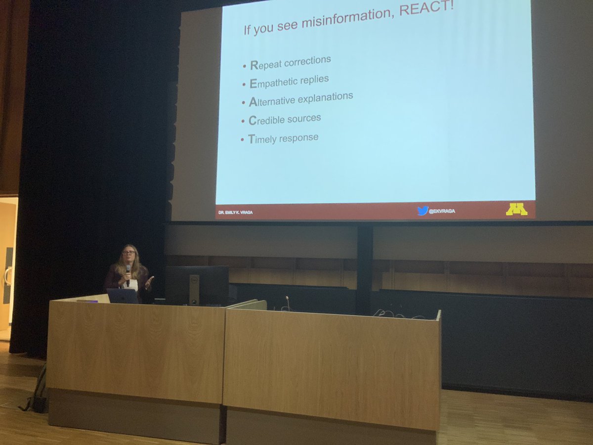 HenrikOscarsson's tweet photo. Emily Vraga sammanfattar forskningen: Vad just du kan göra för att motverka spridning av misinformation; hela listan! Reagera snabbt &amp; empatiskt, upprepa ditt budskap, referera till trovärdiga källor, erbjud alternativa förklaringar #knowledgeresistance #kunskapsresistens https://t.co/Ng0HLFuXxm