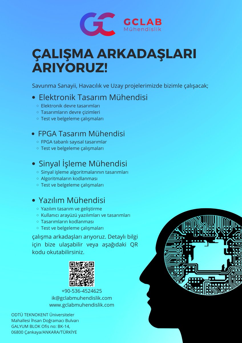 GCLAB2017's tweet photo. GCLAB Mühendislik, ODTÜ Teknokent'te Makine Mühendisi çalışma arkadaşları arıyor!
#odtüteknokent #odtü #teknokent #Ankara https://t.co/JVvVE3NhAW