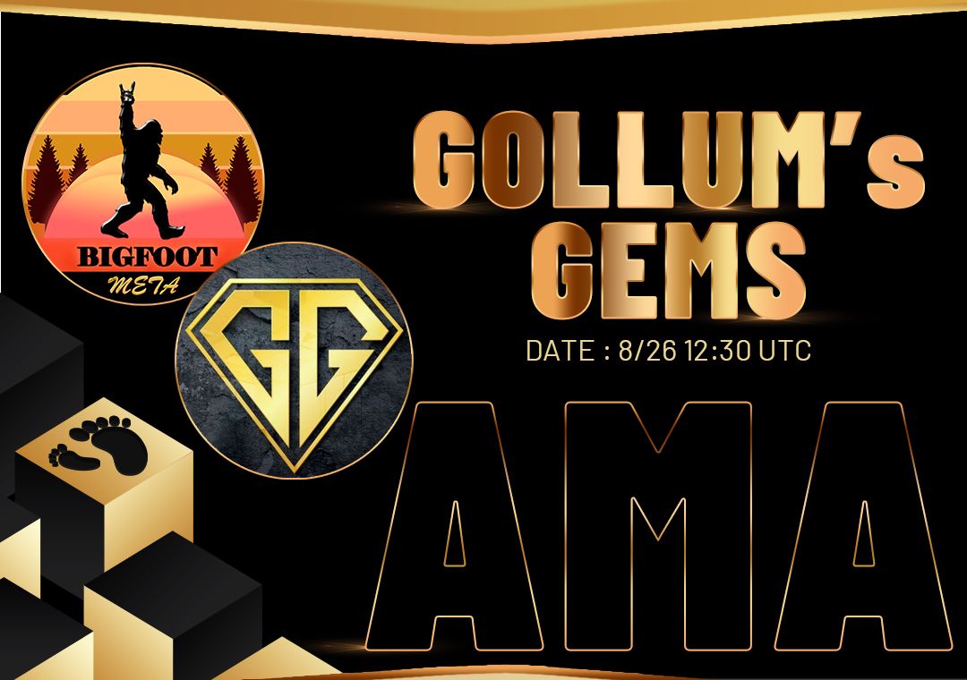 Our 4th AMA with <a href="/GollumsGems/">GG</a> 8/26 12:30PM UTC! 
We are looking forward to seeing you. 
Come and ask your questions!

🔊AMA: t.me/gollumsgems
🏠Join us: t.me/bigfootmeta

👣In BIGFOOT, We believe.👣
#BIGFOOTMETA #BIGFOOT #BSCNews #BNB #DEFI #NFT $BFOOT #Pinksale