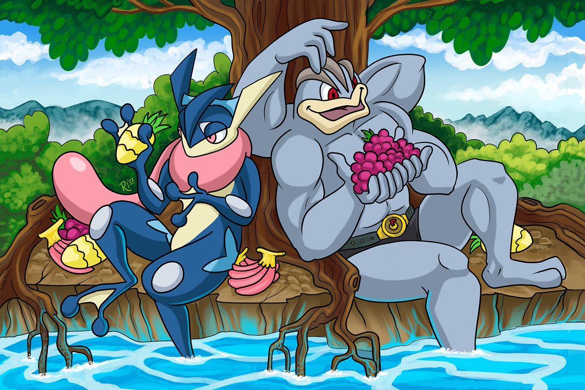 First of two special Pokémon commissions for two very special little boys. The brief for this one was “Machamp and Greninja chilling.” 😭❤️ I can’t wait to show the boys when they’re both finished and printed on canvas! #pokemon #pokemonart #machamp #greninja