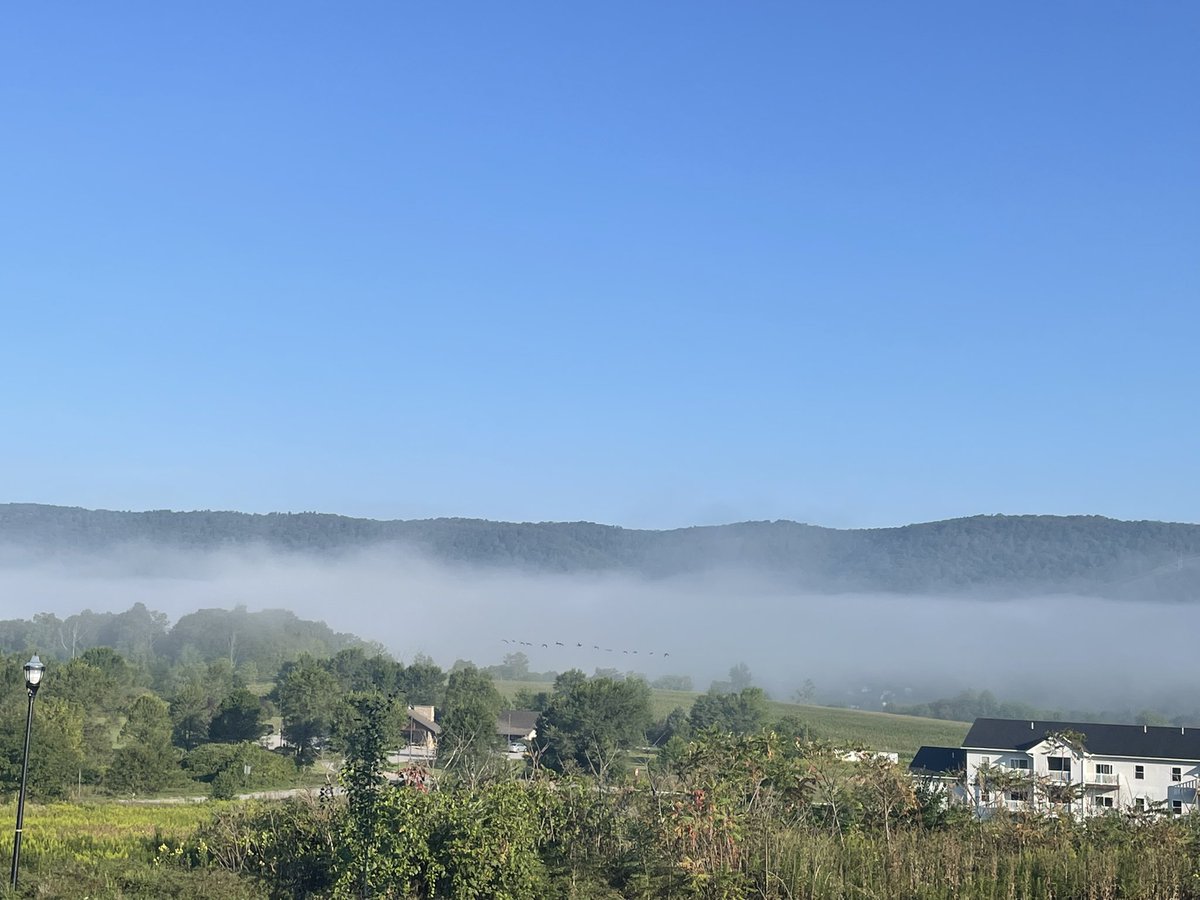 DeVoreCast's tweet photo. A pretty start off the #BellefonteBackDeck this morning, as a start a last long weekend vacation stretch from @accuweather, but I won't be sitting around! Announcing 7 volleyball matches including the opening 3 for @PennStateVBALL Friday and Saturday! See you in #RecHall #WeAre https://t.co/BitlH3uE6f