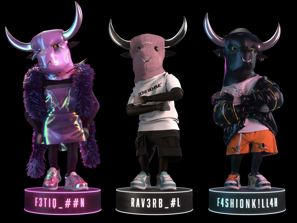 ApollXNFT's tweet photo. Tomorrow we'll drop the first three of 76 Raverbulls by 
@JonxsWorld (3D art by @sirgulliverART). Each 1/1 comes with a printed art figure and unique utilities, i.e. the first three will be able to claim a limited edition handmade shoe by https://t.co/z1r3mCH9eZ. Their story 🧵👇 https://t.co/RrU6ChrMuM