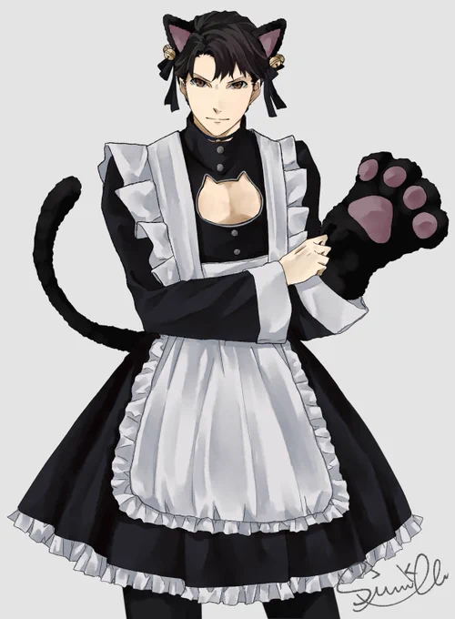 Skebからのご依頼で猫耳メイドな霧谷さんを描かせていただきました!ご依頼ありがとうございます!!! 