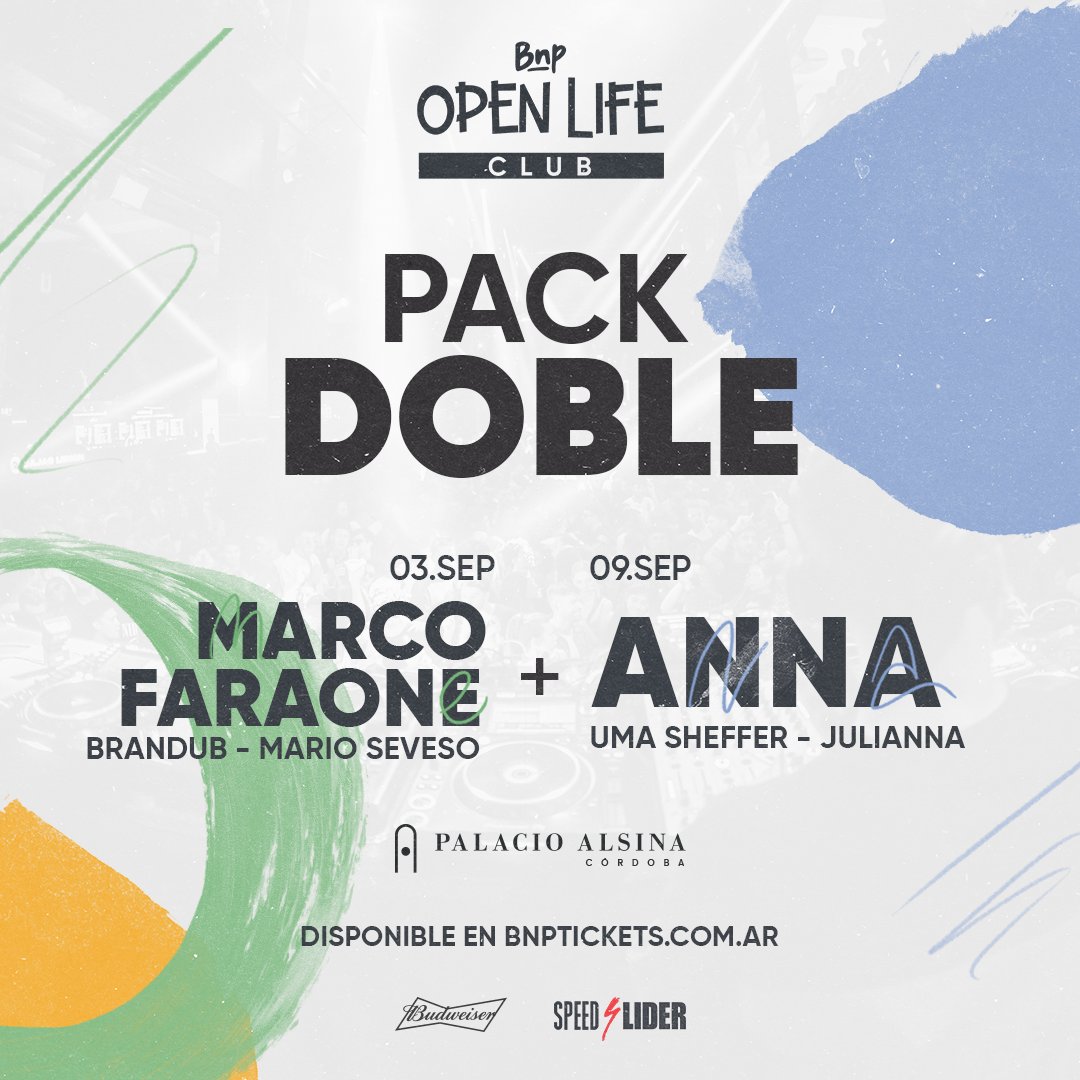 BuenasNochesPro's tweet photo. ES TU OPORTUNIDAD!
Disfrutá el doble y aprovechá los beneficios.
Conseguí el DOUBLE PACK en https://t.co/3UY3iDieiR
3.SEP - OPEN LIFE Club
MARCO FARAONE
+
9.SEP - OPEN LIFE Club
📍Palacio Alsina
@speedunlimited_
#Anna #MarcoFaraone #OpenLife #OpenLifeClub https://t.co/WfyuYTcknk