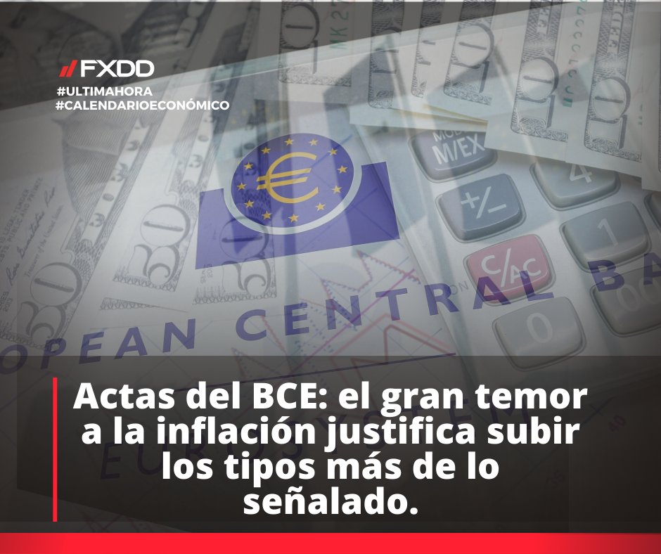 FXDDLatam's tweet photo. La inflación en la zona euro se está afianzando y eso supone un gran riego para la economía. Así lo percibe el Banco Central Europeo (BCE), según se refleja en las actas publicadas hoy de su reunión del mes pasado. 
#trading #UltimaHora #mercados #FXDD #Traders #inversiones https://t.co/rqdOwJzq42