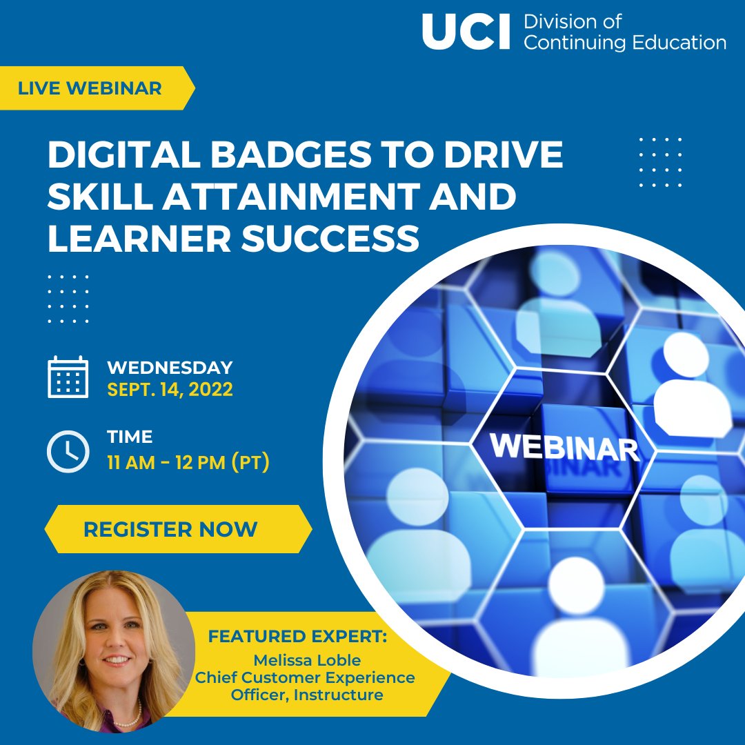 LIVE WEBINAR: Digital Badges to Drive Skill Attainment and Learner Success

register at bit.ly/3zQFatT