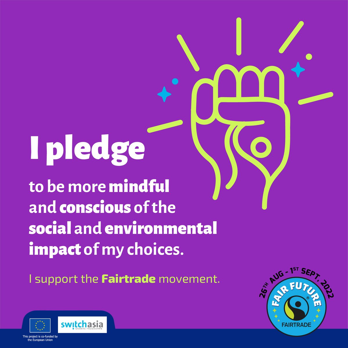 fairtrade_india's tweet photo. We encourage you to make better choices for a fairer future. Let’s pledge to incorporate Fairtrade values in our everyday lives. Take  the pledge now! Link in bio
#FairFuture #SwitchToSCP #pledge https://t.co/QiQZZDzm6M