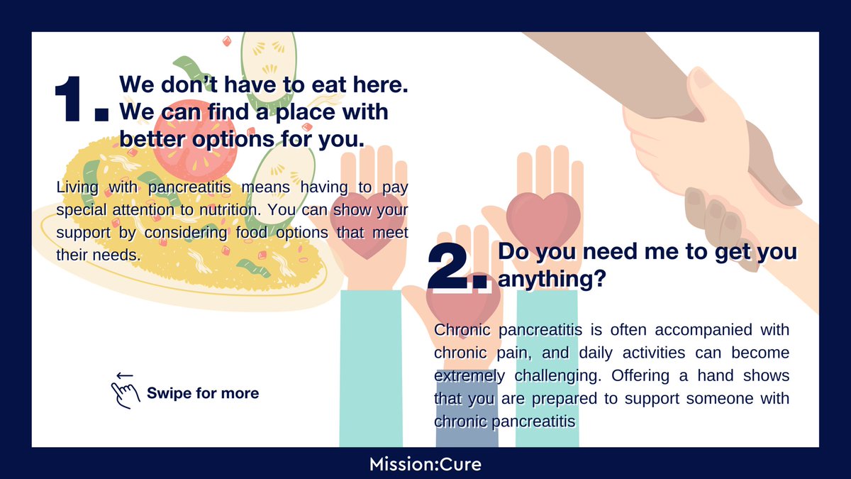 Mission_Cure's tweet photo. If you know someone living with #chronicpancreatitis, you know that it can be difficult to always know what to say to show your support.

Here are 4 things you can say to someone with chronic pancreatitis to make their life a little easier! https://t.co/K4Y7IXbVve