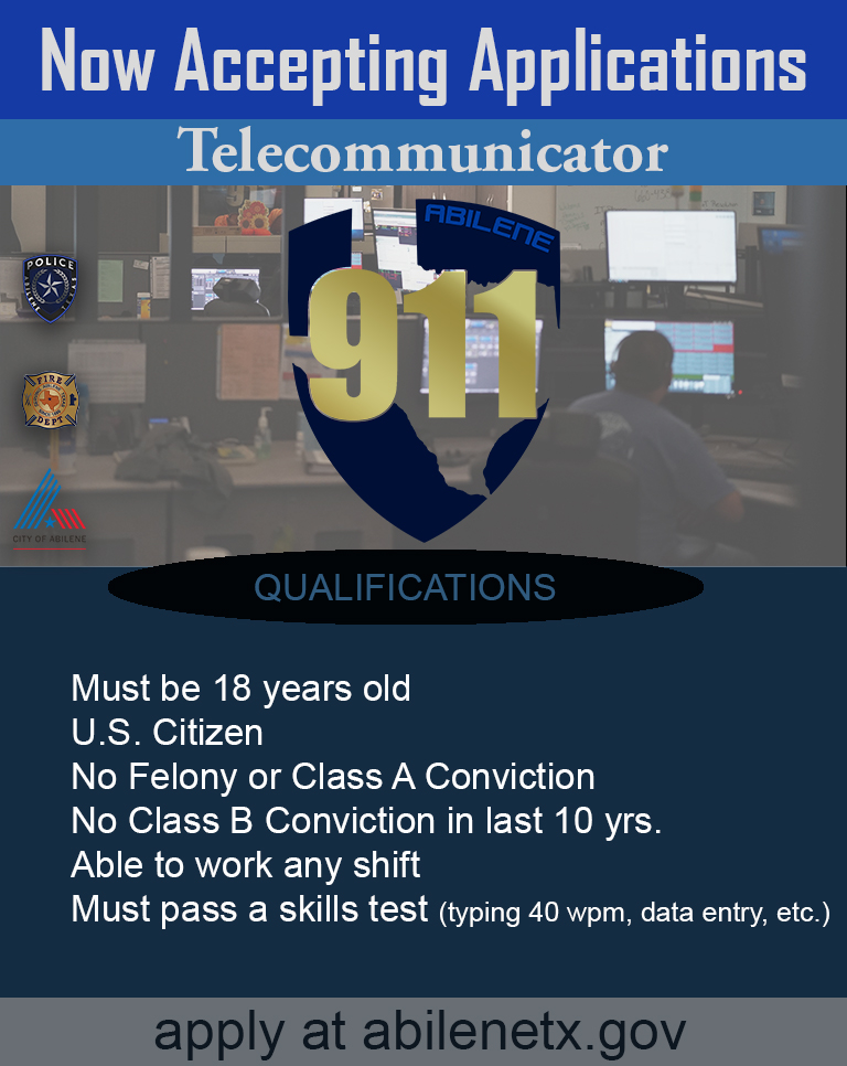 abilenepd's tweet photo. Take advantage and apply now! Go to https://t.co/jd8znQ0Blo to apply and for a complete description of the job. https://t.co/QxDVpBPfNI