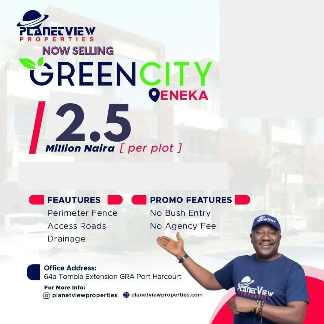 PlanetviewProp's tweet photo. PLANET VIEW PROPERTIES PROMO 
The  best time to buy a property and become extremely rich is now. Planet View Properties offers such opportunity to people to invest and own a landed property in any of our Estates in Port Harcourt at an affordable price call 08038447790 enquiry https://t.co/IfVkmvTzAu