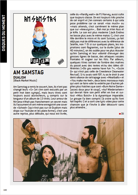 WFenec's tweet photo. #WFENECMAG / N°51 : #CHRONIQUE p.132 de “Dualism“ (Black Market Music) de @AmSamstagBand => https://t.co/8z4ZlPRvk4 #rock  #grunge #punk #suisse https://t.co/6hynDWi2EY