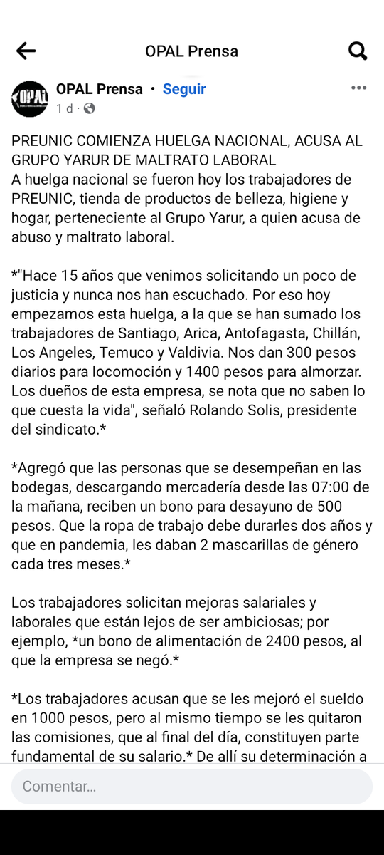 LaLa71586169's tweet photo. El grupo Yarur, dueños de #Preunic tienen a sus trabajadores y trabajadoras en la miseria, basta de abusos! #Apruebo #AprueboCrece #Apruebazo #AprueboConEsperanza #AprueboUnChileMejor #Apruebo4deSeptiembre #AprueboNuevaConstitucion #AprueboDeSalida #Chile https://t.co/r3UWOebhwc