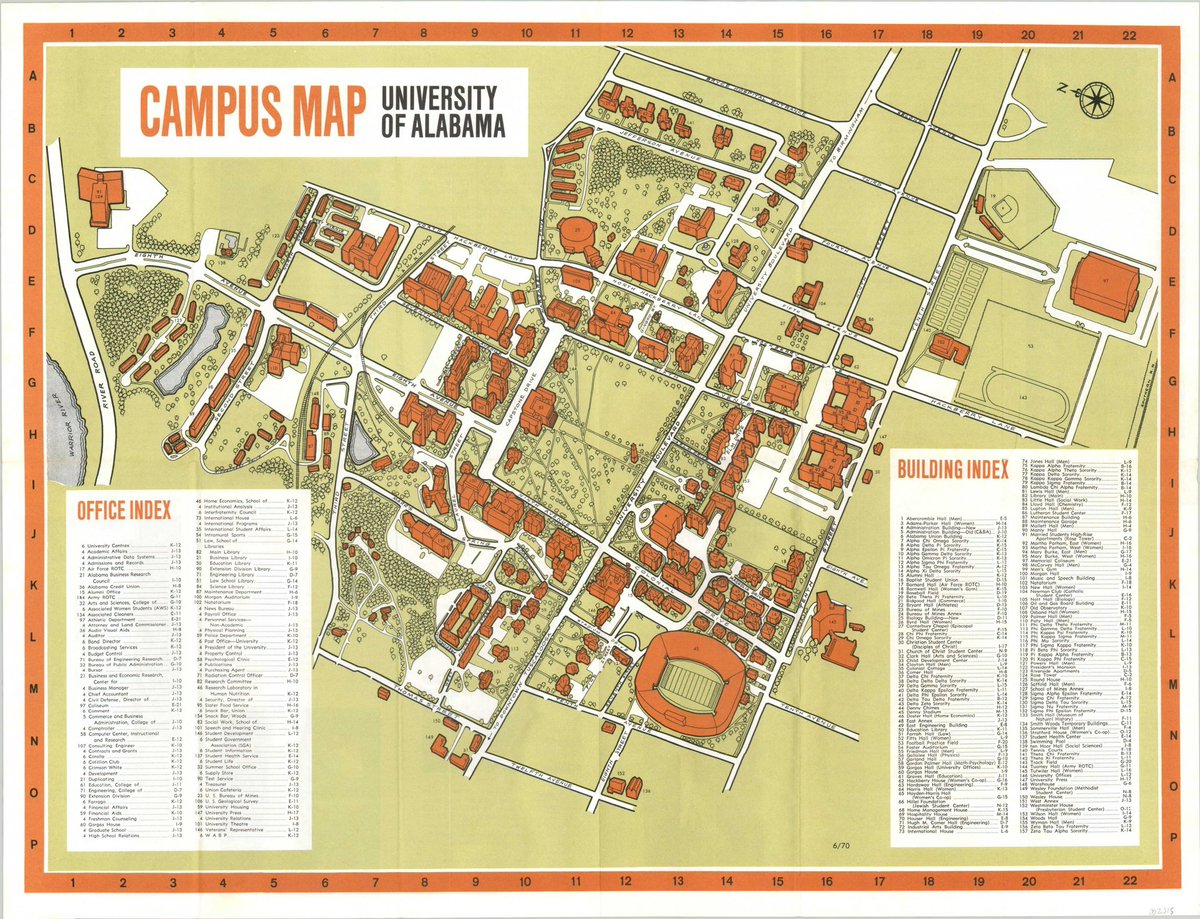 BamaCrimsonette's tweet photo. Campus Map when @uamdba Band Director #drjamessferguson 1971-83 https://t.co/5gDAr5mGX8