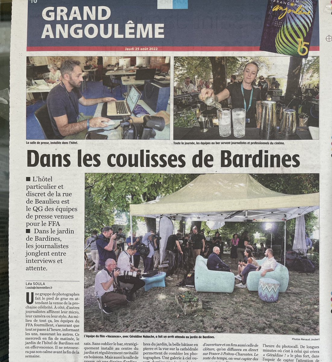 PatrickSimonin's tweet photo. Super la photo du plateau de @tv5monde au @FFAngouleme ce matin dans « La Charente libre »  @charentelibre https://t.co/mNj9HVZEWD