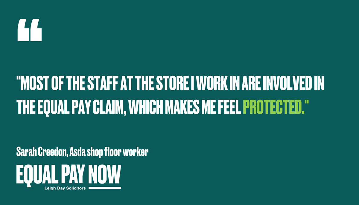 Asda store worker, Sarah Creedon, explains how the Equal Pay Now campaign made her feel confident in bringing a claim #EqualPayNow leighdaylaw.info/3hKNB1A
