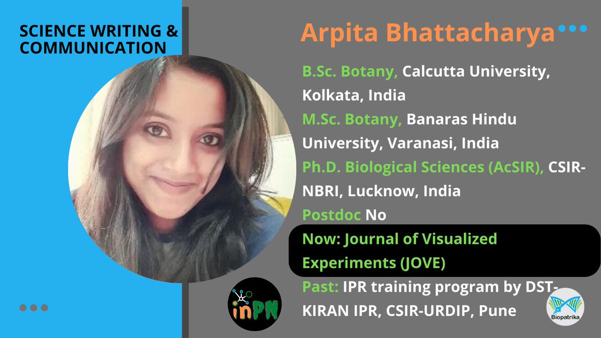 biopatrika's tweet photo. #Newprofile #alert #InPN #science #career #profile
Are you the one who is interested in science writing profession?
Still confused how to approach job search?
Can you join science writing career after PhD or postdoc? #biopatrika #scikonnect #phdtalkshow https://t.co/f43F3A8LNR