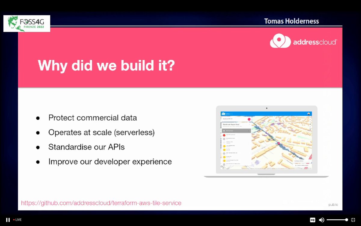 maptheclouds's tweet photo. Tomas Holderness - 'Building a scalable tiling service using Amazon API Gateway', at #FOSS4G2022.
Talk: https://t.co/48YDCEVCko
Repo: https://t.co/2AYQ8K5O6B
Showcase: https://t.co/Z3RqGkjQJ7
#OSGeo #FOSS4G #maps #Addresscloud #S3
@iHolderness https://t.co/vfjYTIGH48
