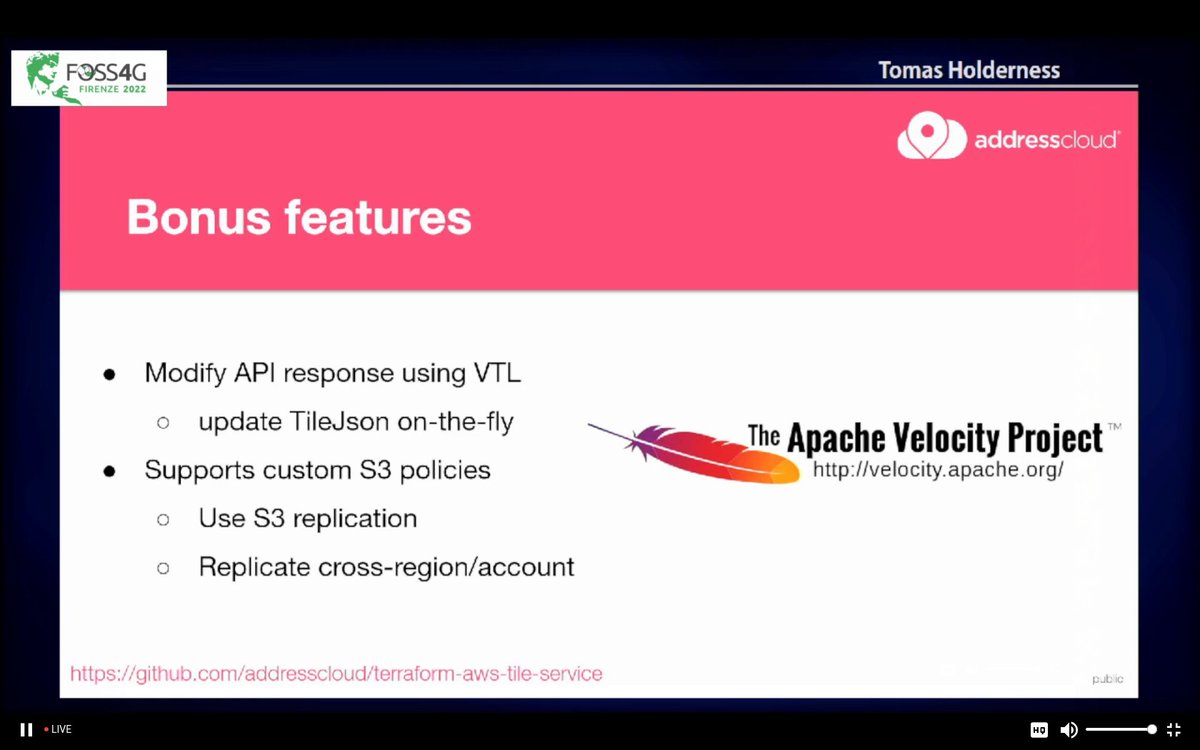 maptheclouds's tweet photo. Tomas Holderness - 'Building a scalable tiling service using Amazon API Gateway', at #FOSS4G2022.
Talk: https://t.co/48YDCEVCko
Repo: https://t.co/2AYQ8K5O6B
Showcase: https://t.co/Z3RqGkjQJ7
#OSGeo #FOSS4G #maps #Addresscloud #S3
@iHolderness https://t.co/vfjYTIGH48