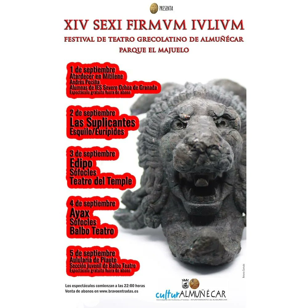 Las suplicantes
2 de septiembre. 22h00
Festival de Teatro Grecolatino de Almuñecar
Entradas a la venta
bravoentradas.es/es/events/fest…

<a href="/CulturAlmunecar/">CulturAlmuñécar</a>