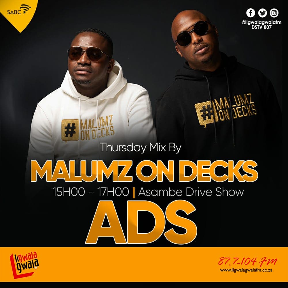 ligwalagwalaFM's tweet photo. Coming up next on #ADS325 #ThursdayMix with @malumzondecks https://t.co/8tf8tloTwE
