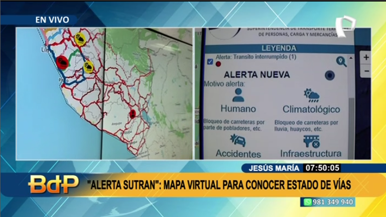 PTV_Noticias's tweet photo. #Bdp #EnVivo | ¡VIAJE TRANQUILO! Implementan aplicativo ‘#AlertaSutran’ para conocer estado de vías.
Míranos EN VIVO ► https://t.co/gj7lGwHjDs
#PanamericanaTelevisión #NoticiasPanamericana #JesúsMaría https://t.co/GOS0dZeEQ8