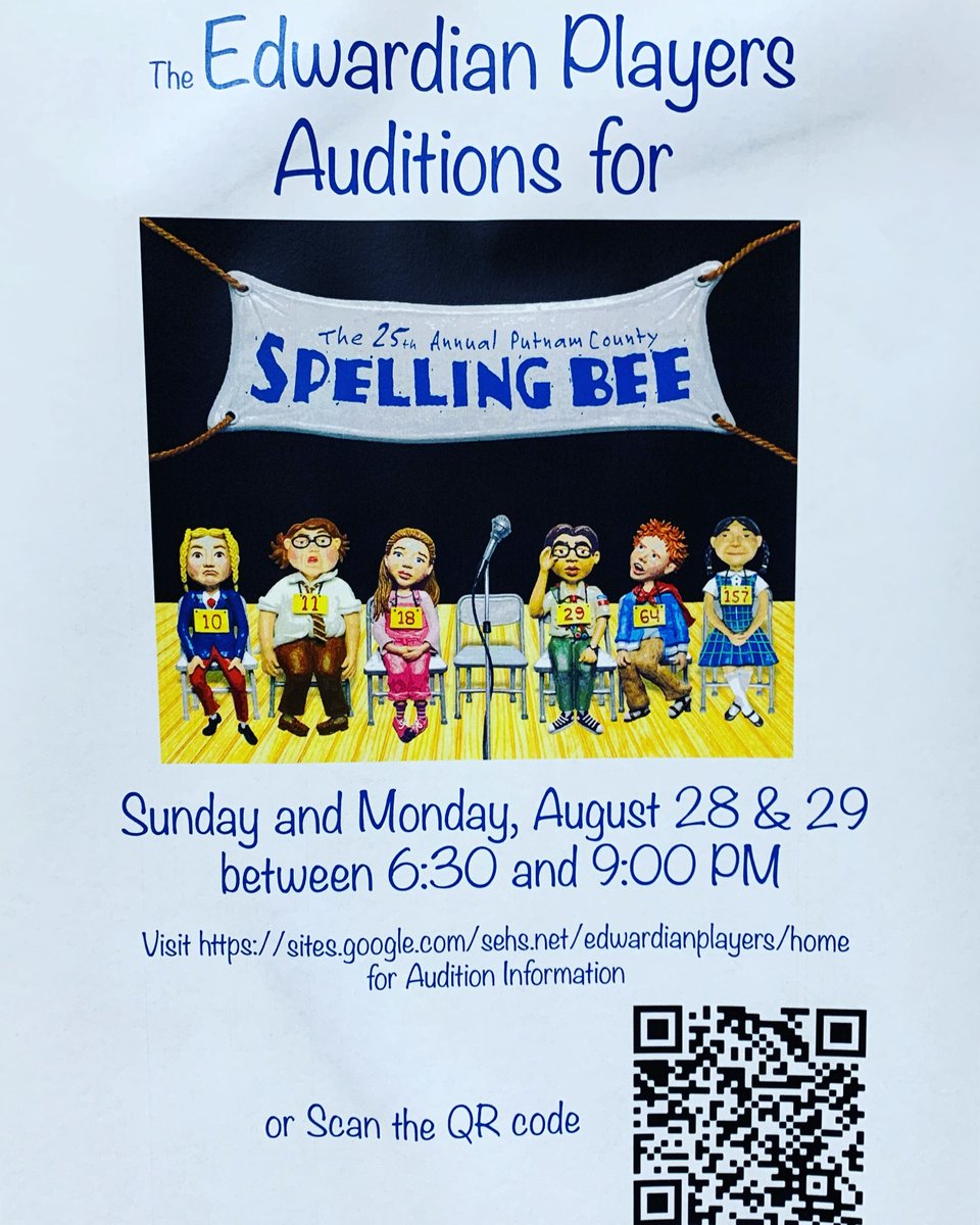 EdwardianPlaye1's tweet photo. Audition sign ups are here! Follow the link to secure your spot! https://t.co/WMgP5ec8JU #auditions #edwardianplayers #sehs https://t.co/pyuubjtq9b