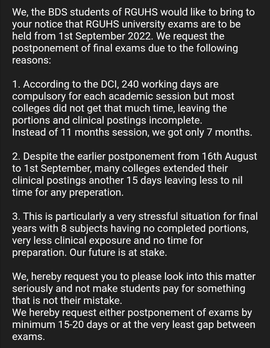 ritikag26121999's tweet photo. HELP BDS STUDENTS OF RGUHS. Streamlining the course to precovid, can be done in 3 years in increments. Not in 1 year altogether. @PMOIndia @BJP4India @BJP4Karnataka @mla_sudhakar @VCRguhs @ABVPKarnataka @ABVPVoice @BSBommai @DeccanHerald @nafees_fazal @narendramodi @dpradhanbjp https://t.co/sU4QGaIUFM
