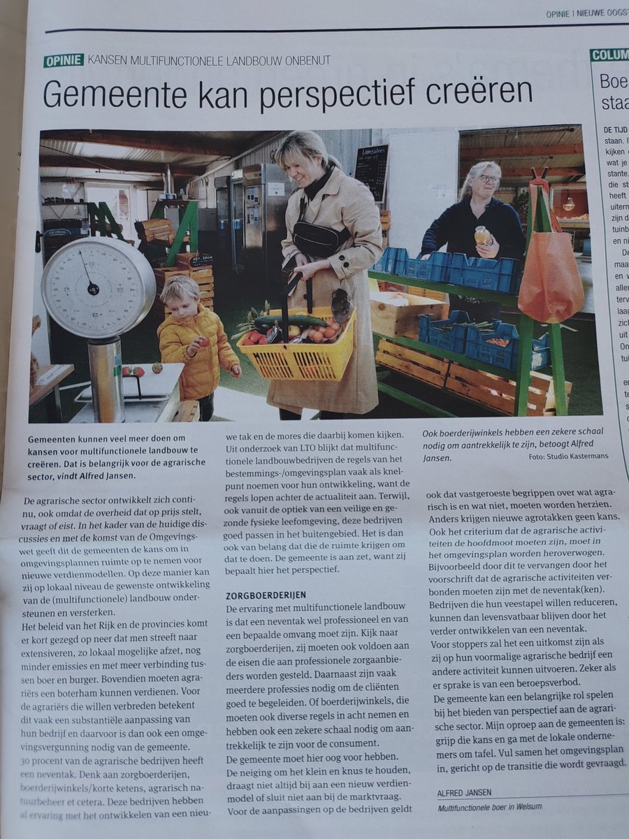 De_Mediaan's tweet photo. Gemeenten kunnen meer perspectief creëren voor multifunctionele landbouw, bijgaand mijn opinie in Nieuwe Oogst. #multifunctionele landbouw, #gemeenten #perspectief voor boer https://t.co/iRiK5O1fJh